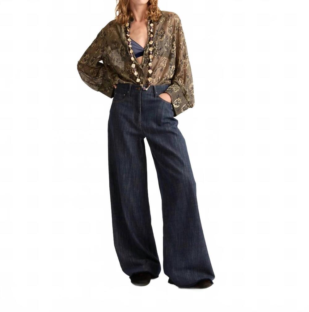 NEW MOMONI aoki yarn dyed denim pants in blue jeans